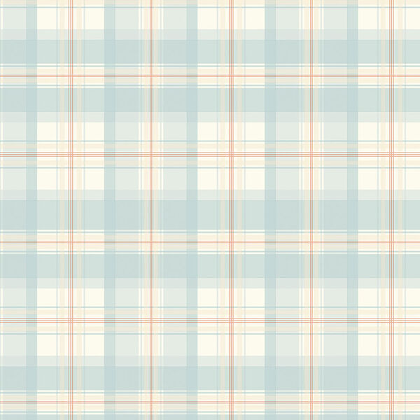 Blue, Cream and Red Plaid Wallpaper, image 1