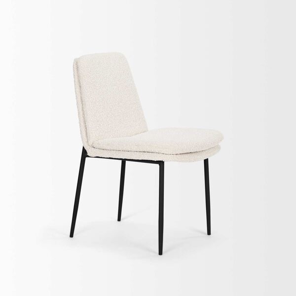 Eve Cream Boucle Fabric and Matte Black Metal Dining Chair, image 6
