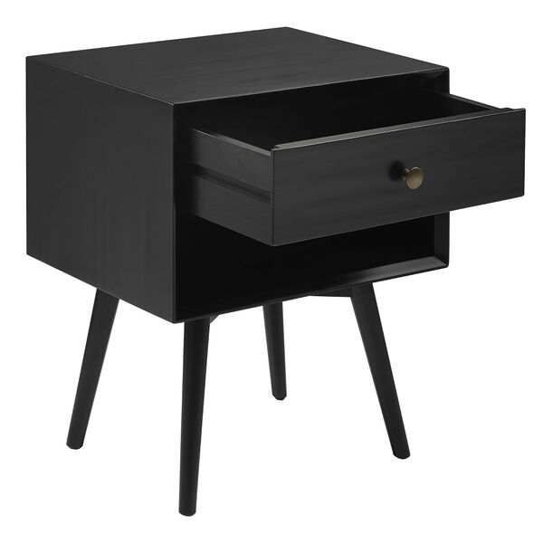 Mid Century Black One-Drawer Nightstand, image 3