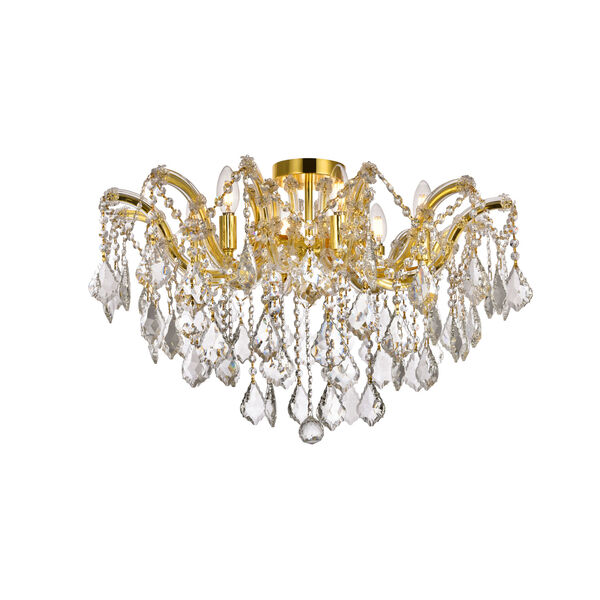 Maria Theresa Gold 24-Inch Six-Light Flush Mount with Clear Royal Cut Crystal, image 2