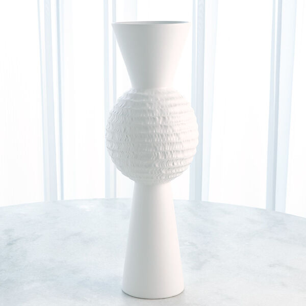 Matte White High Chiseled Large Orb Vase, image 1