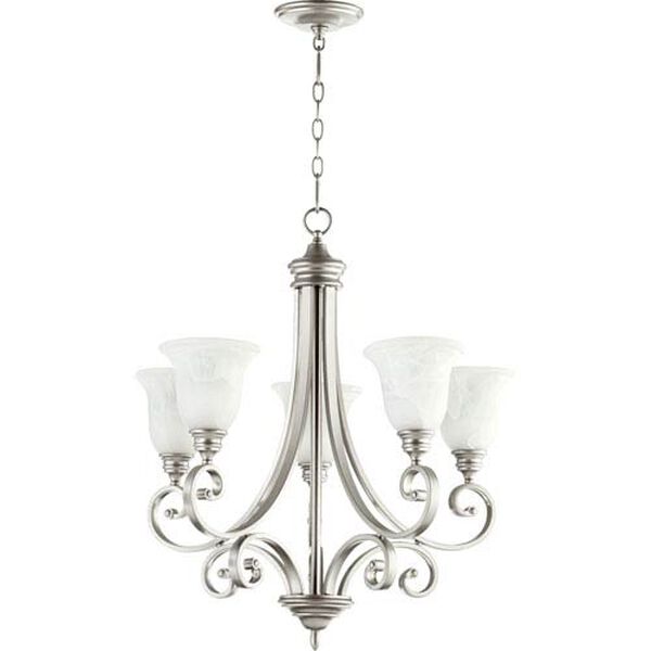 Bryant Classic Nickel 30-Inch Five Light Chandelier with Faux Alabaster Glass, image 1