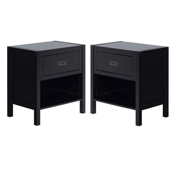 Lydia Black Single Drawer Solid Wood Nightstand, Set of Two, image 6