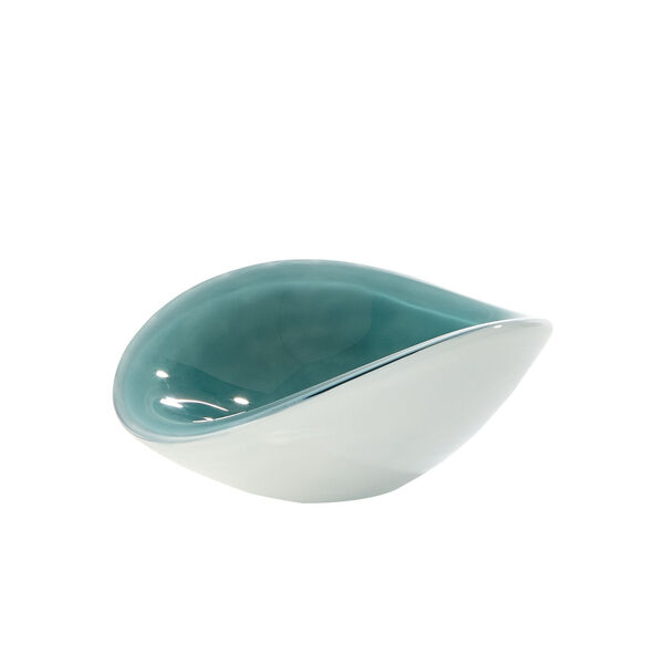 White and Azure Pinched Cased Glass Bowl, image 1
