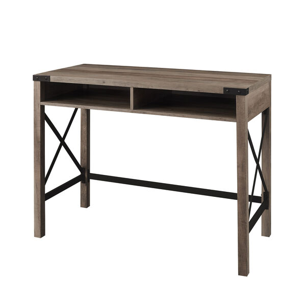 Gray and Black 42-Inch Metal and Wood Desk, image 4