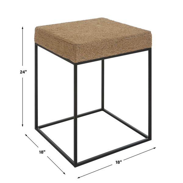 Laramie Natural and Black Rustic Rope Accent Table, image 3
