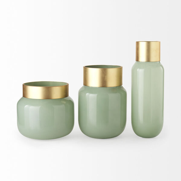 Minty Green and Matte Gold Vase, image 2