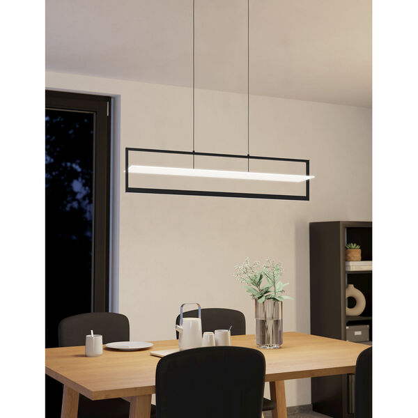Farneta Structured Black LED Linear Pendant with Satin Acrylic Shade, image 2