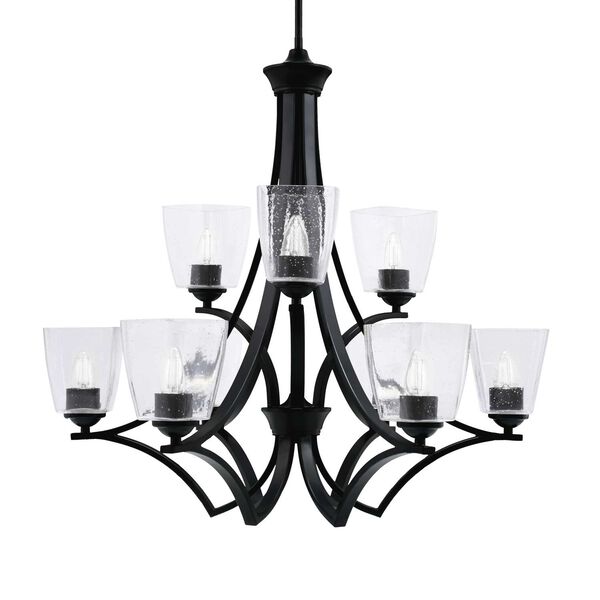 Zilo Nine-Light Chandelier with Four-Inch Clear Bubble Dome Glass, image 1