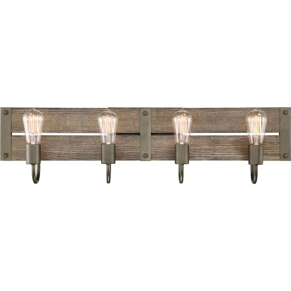 Winchester Bronze and Aged Wood Four-Light 32-Inch Wall Sconce, image 1