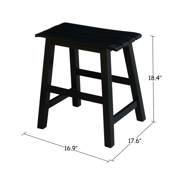 Black 18-Inch Slat Seat Stool, image 2