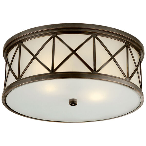 Montpelier Large Flush Mount in Bronze with Frosted Glass by Suzanne Kasler, image 1