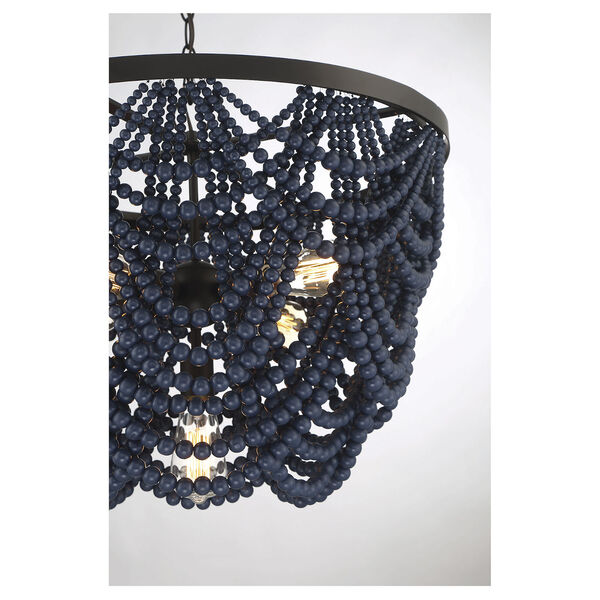 Isabella Navy Blue and Oil Rubbed Bronze Five-Light Chandelier, image 5