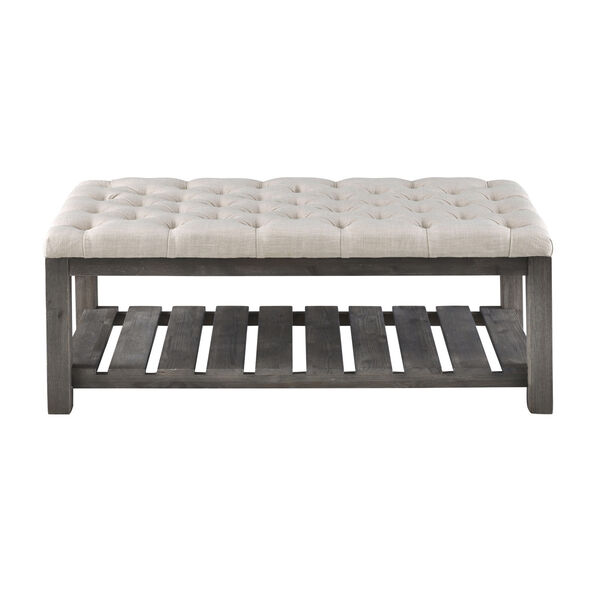 Nantucket Grey Oatmeal Fabric Accent Bench, image 2