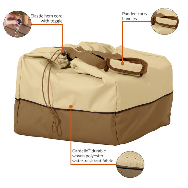Ash Beige and Brown 22-Inch Rectangular Table Top Grill Cover, image 2