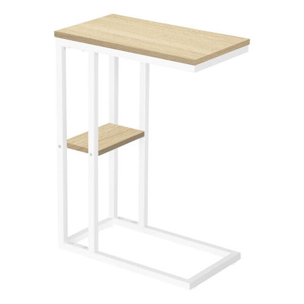 Natural and White End Table with Shelf, image 1