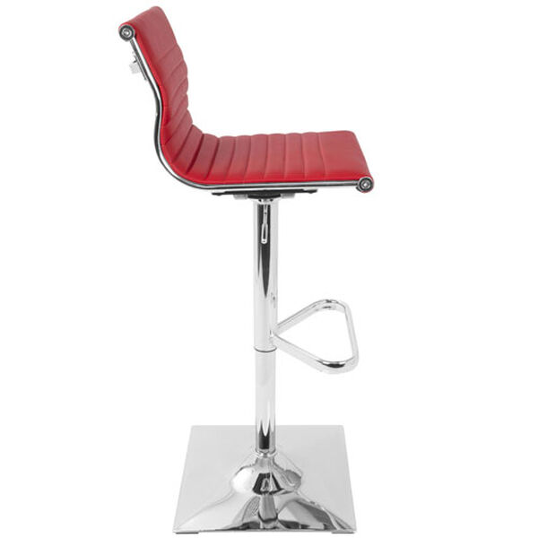 Master Polished Chrome and Red Leather Seat Bar Stool, image 2