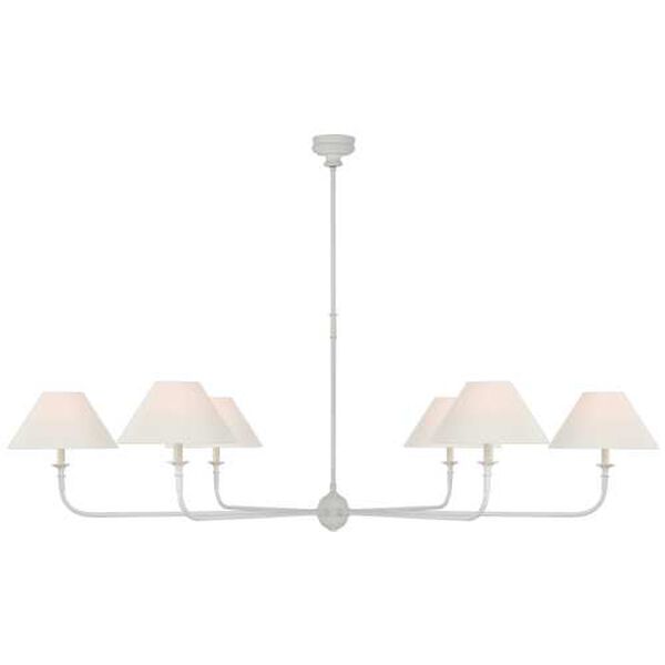 Piaf White Six-Light Oversized Chandelier with Linen Shades by Thomas O'Brien, image 1