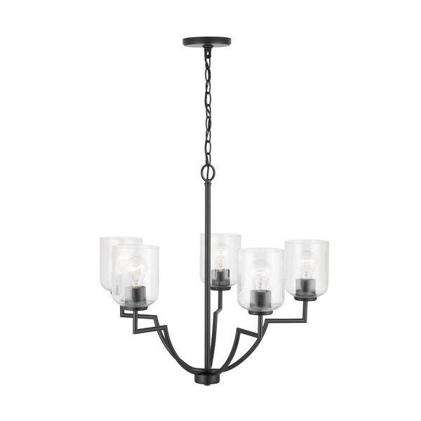 HomePlace Carter Matte Black Five-Light Chandelier with Clear Seeded Glass, image 4