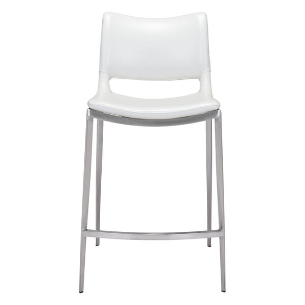 Ace White and Silver Counter Height Bar Stool, Set of Two, image 4