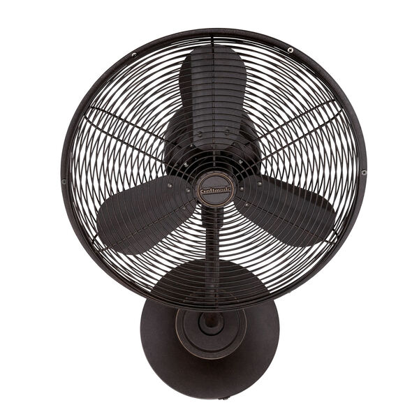 Bellows Aged Bronze Textured 14-Inch Wall Mount Fan with Three Blades, image 1