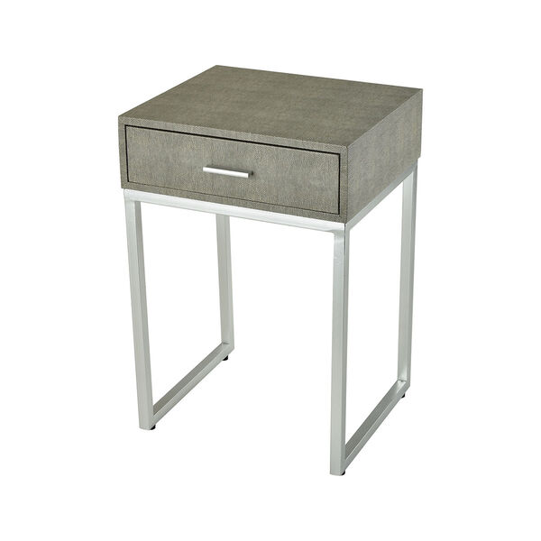 Les Revoires Grey Faux Shagreen with Silver 16-Inch Accent Table, image 1