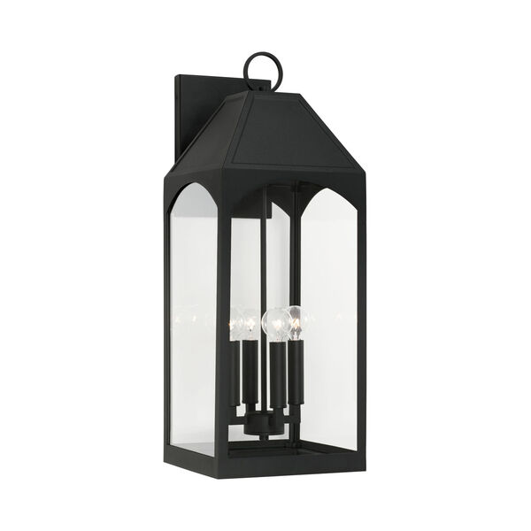 Burton Black Outdoor Four-Light Wall Lantern with Clear Glass, image 1
