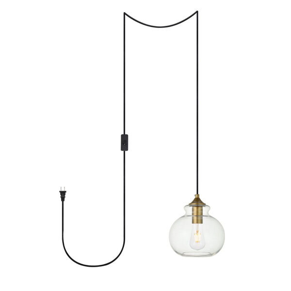 Destry Brass Eight-Inch One-Light Plug-In Pendant, image 1