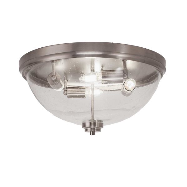 Any Brushed Nickel Four-Light Flush Mount with Clear Bubble Glass, image 1