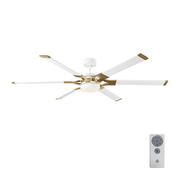 Loft Matte White Burnished Brass 62-Inch LED Indoor Outdoor Ceiling Fan, image 2