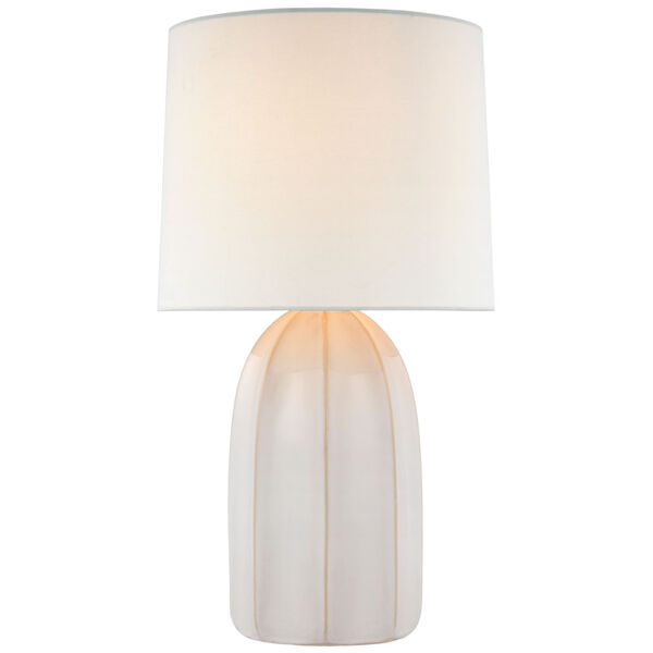 Melanie Large Table Lamp in Ivory with Linen Shade by Barbara Barry, image 1