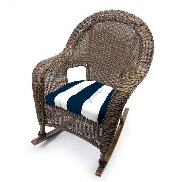 Cabana Navy Blue 18 x 18 Inches French Edge Tufted Outdoor Wicker Seat Cushions , Set of Two, image 5
