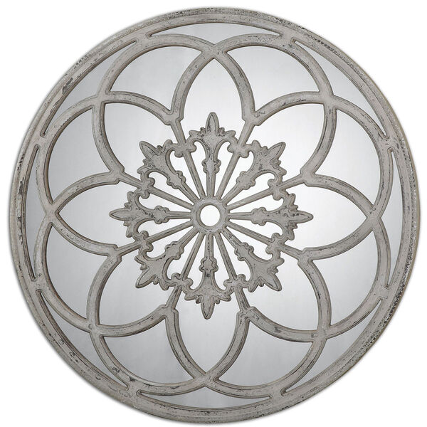 Conselyea Aged Ivory with Rust Bronze Round Mirror, image 1