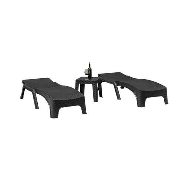 Roma Anthracite Three-Piece Outdoor Chaise Lounger Set, image 2