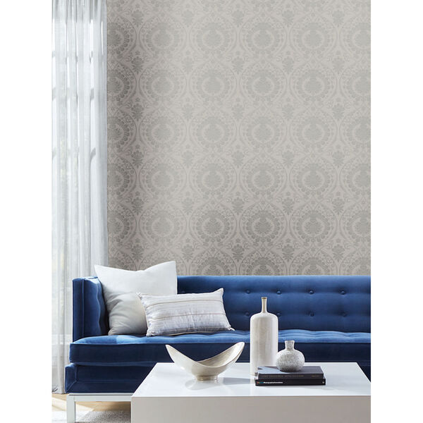 Damask Resource Library Gray and Silver 27 In. x 27 Ft. Imperial Wallpaper, image 2