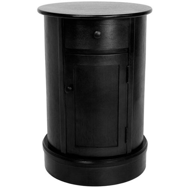 26 Inch Classic Oval Design Nightstand Black, Width - 17.5 Inches, image 1