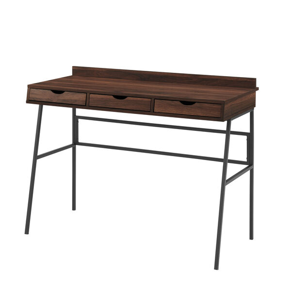 Marvin Dark Walnut and Black Angled Front Desk with Three Drawer, image 1