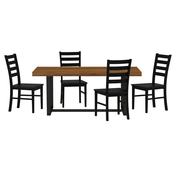 Bookmatch hampton Rustic Oak and Black Dining Table and Chairs, 5-Piece, image 2