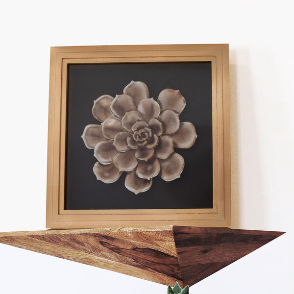 Antique Gold 15 x 15-Inch Camellia Flower Wood Wall Art, image 6
