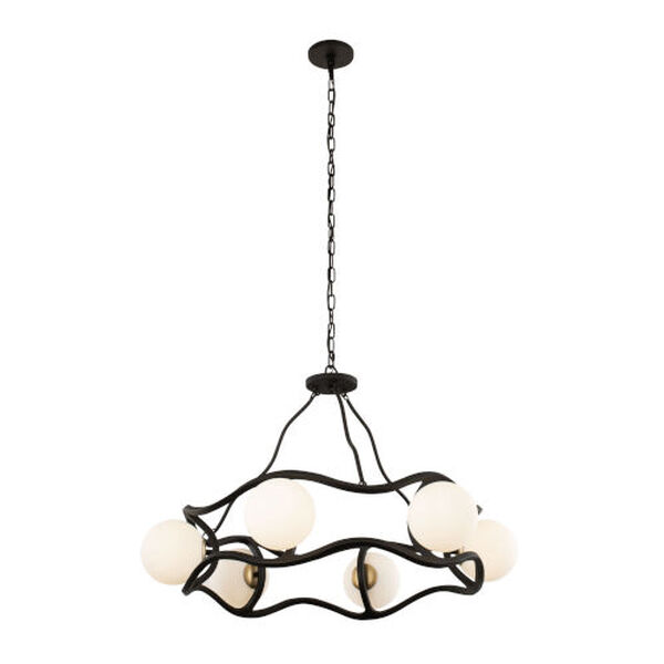 Black Betty Carbon French Gold Six-Light Chandelier, image 2