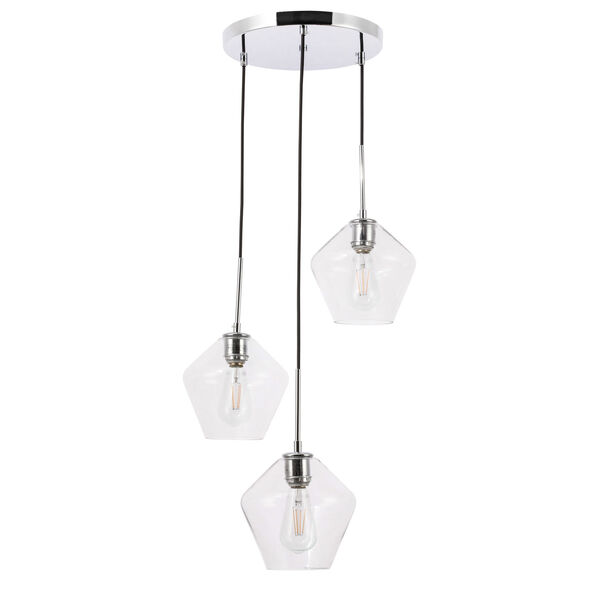 Gene Chrome 18-Inch Three-Light Pendant with Clear Glass, image 5