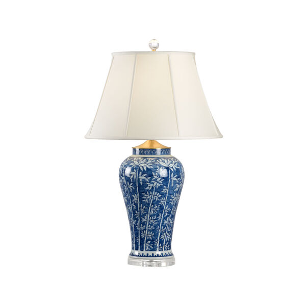 Blue and White Glaze One-Light Bamboo Vase Table Lamp, image 1