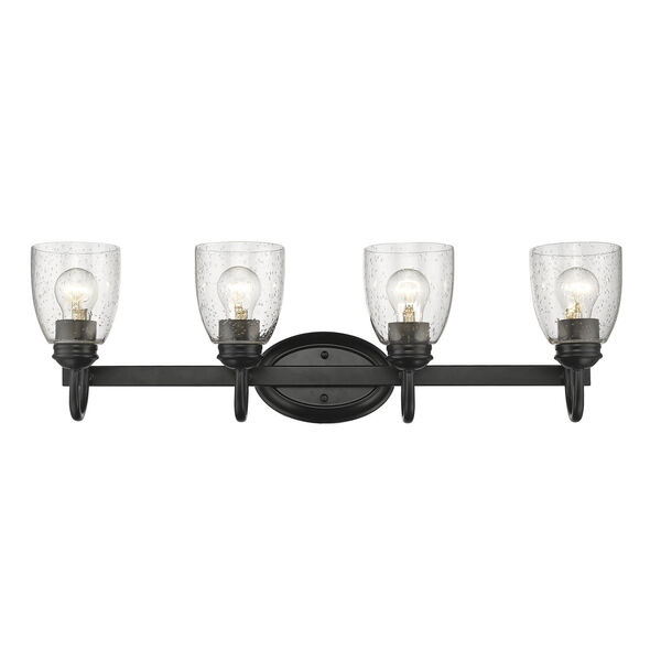Parrish Black Four-Light Bath Vanity with Seeded Glass, image 1