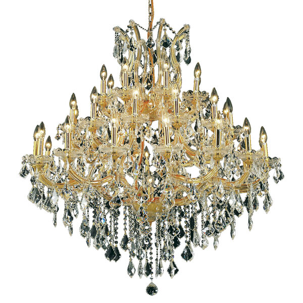 Maria Theresa Gold Thirty-Seven Light 44-Inch Chandelier with Royal Cut Clear Crystal, image 1