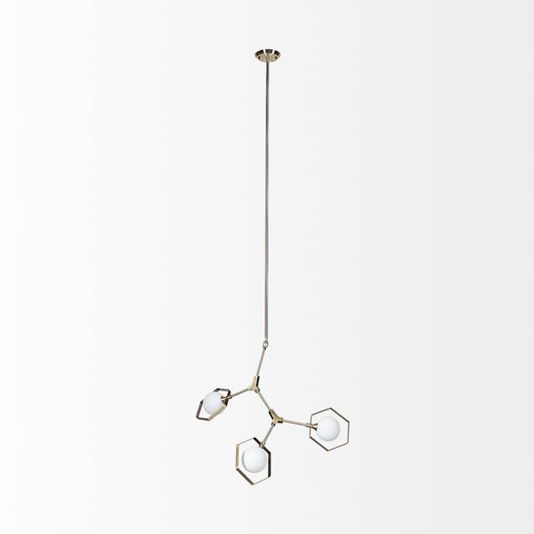 Desousa II Brass and Champagne Three-Light LED Chandelier, image 2