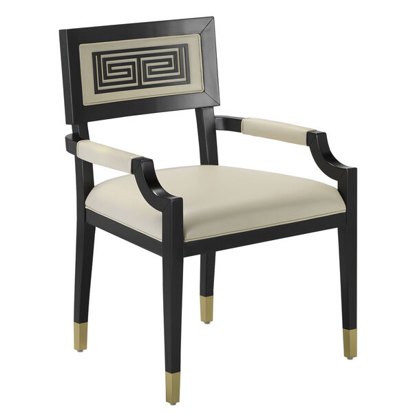 Artemis Caviar Black and White Leather Chair, image 1