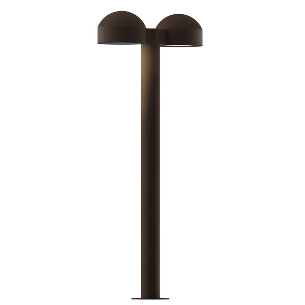 Inside-Out REALS Textured Bronze 28-Inch LED Double Bollard with Plate Lens and Dome Cap with Frosted White Lens, image 1
