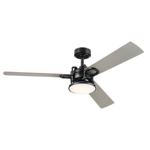 Satin Black 52-Inch LED Pillar Ceiling Fan with Reversible Blades, image 3