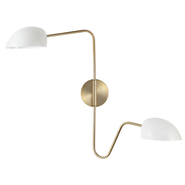 Trilby Matte White and Burnished Brass Two-Light Wall Sconce, image 4
