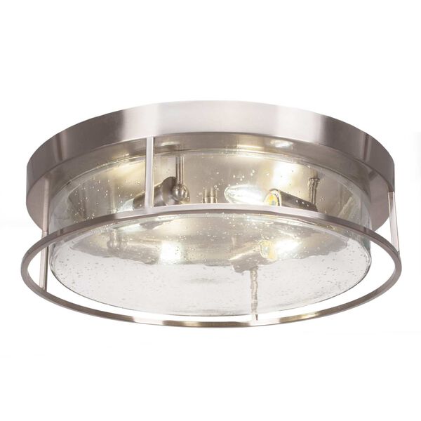 Brushed Nickel Four-Light Flush Mount with Clear Bubble Glass, image 1